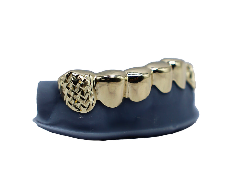 3 Tooth Grillz w Diamond Tooth, Open Face and Diamond Cut Vampire Fang