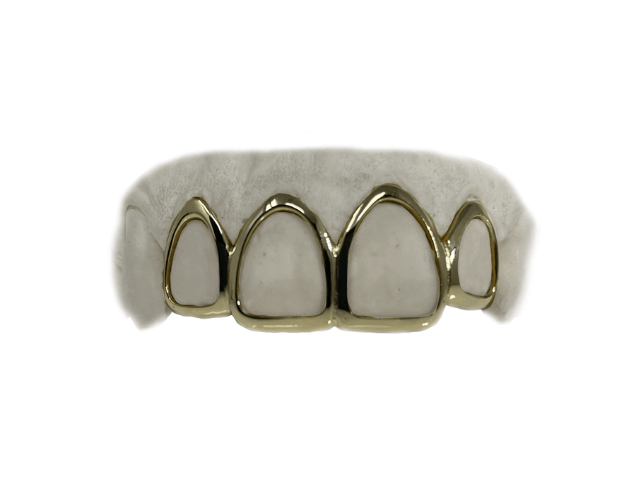 Top 4 Open Face Grillz (14K, Yellow Gold)